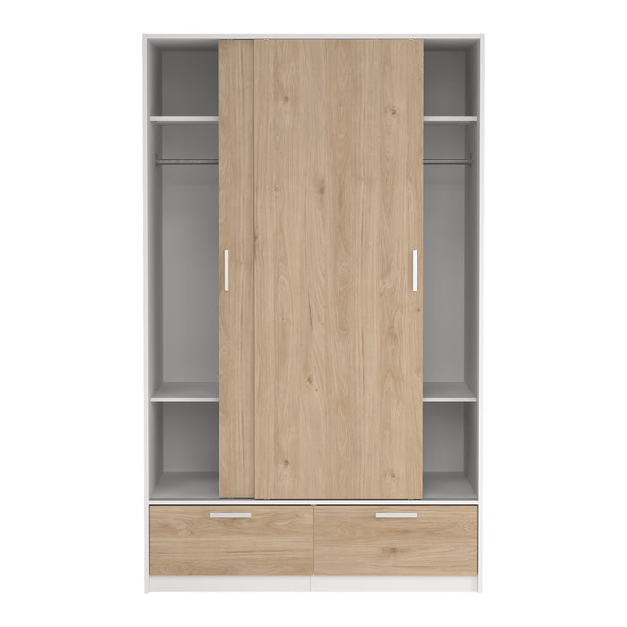 by fonQ basic Slim Kledingkast - B 121,2 cm - Eiken met witte rand