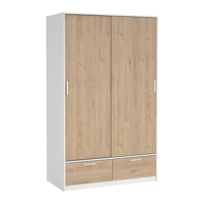 by fonQ basic Slim Kledingkast - B 121,2 cm - Eiken met witte rand