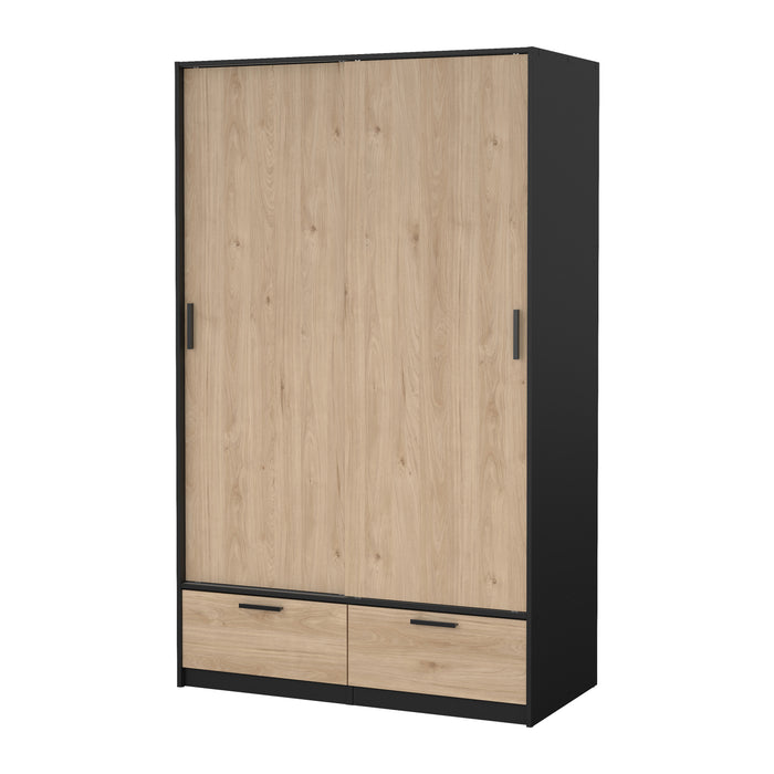 by fonQ basic Slim Kledingkast - B 121,2 - Eiken met zwarte rand