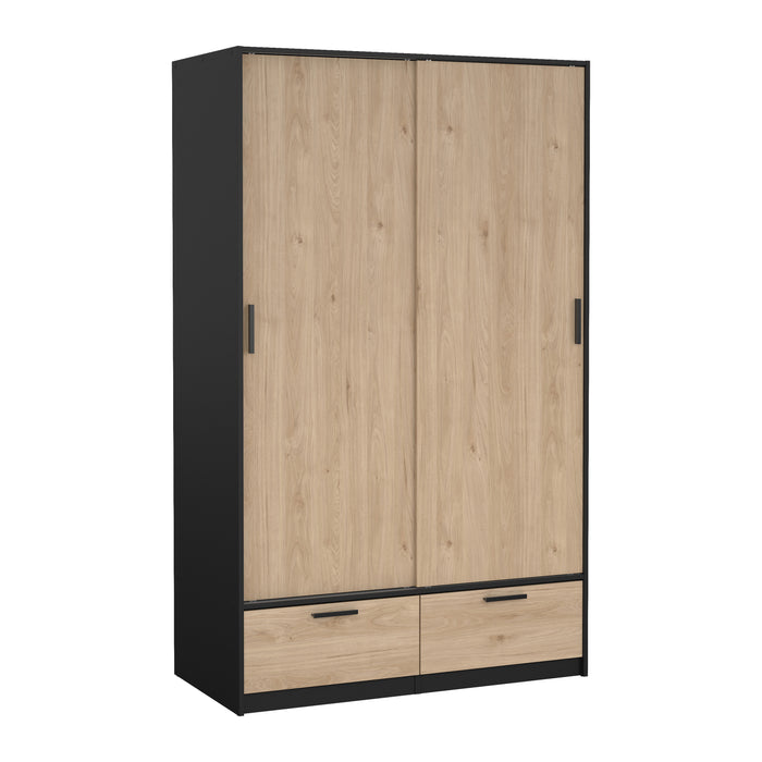 by fonQ basic Slim Kledingkast - B 121,2 - Eiken met zwarte rand