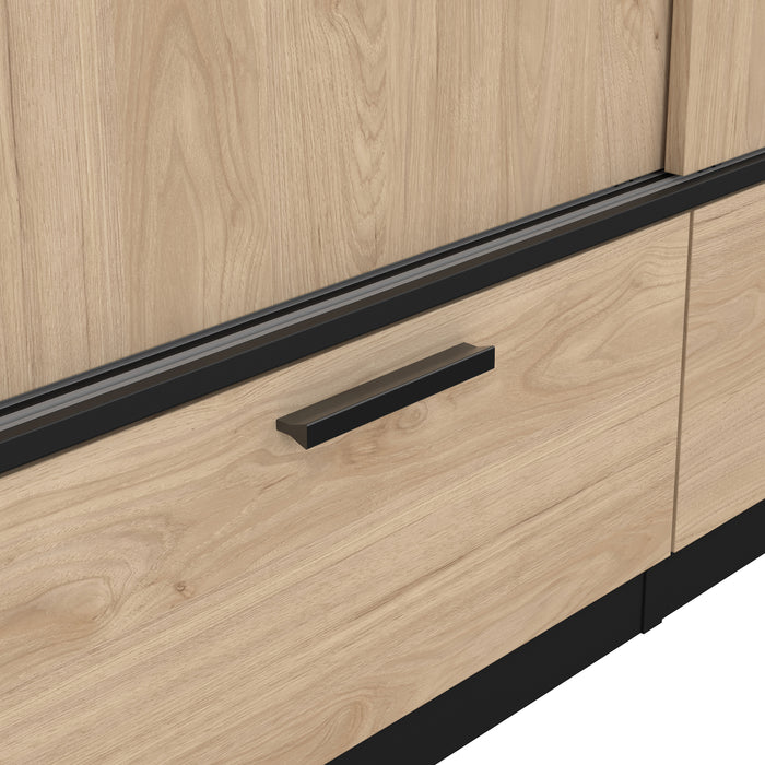 by fonQ basic Slim Kledingkast - B 121,2 - Eiken met zwarte rand