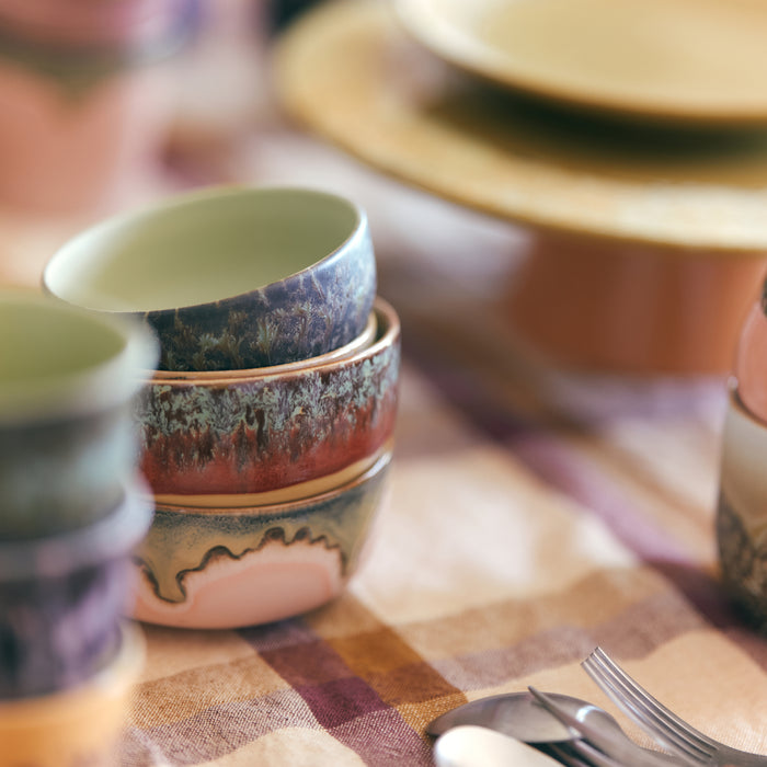HKliving 70's Ceramics Dessert Kommen Ø 12,5 cm - Set van 4 - Harbour