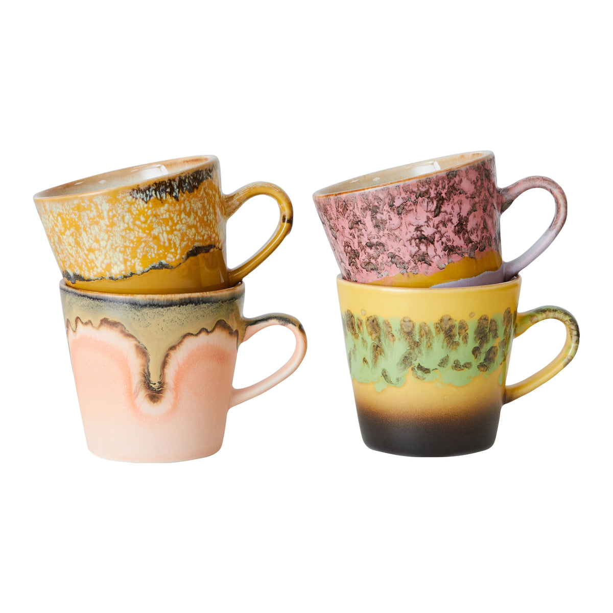 HKliving 70's Ceramics Americano Mok 0,27 L - Set van 4 - Radiant