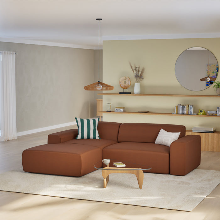 NADUVI Collection Nina Hoekbank Links - Velvet - Karamel bruin