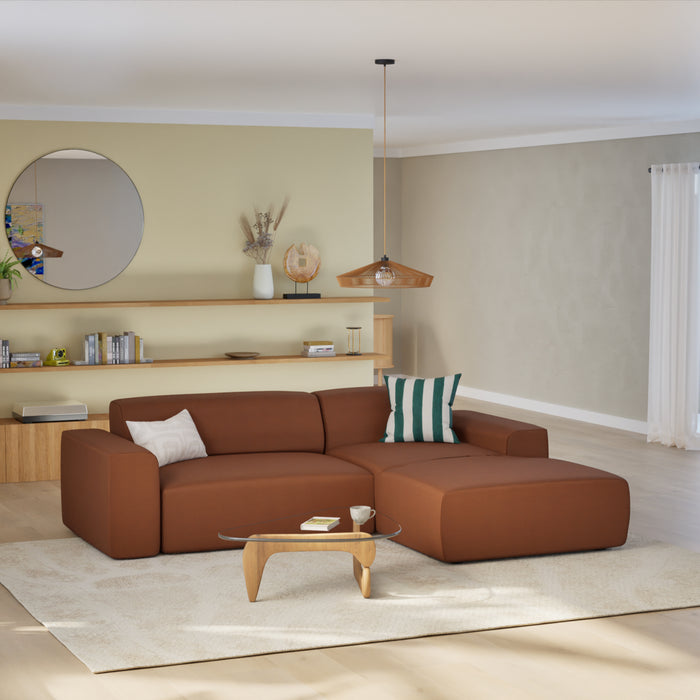NADUVI Collection Nina Hoekbank Rechts - Velvet - Karamel bruin