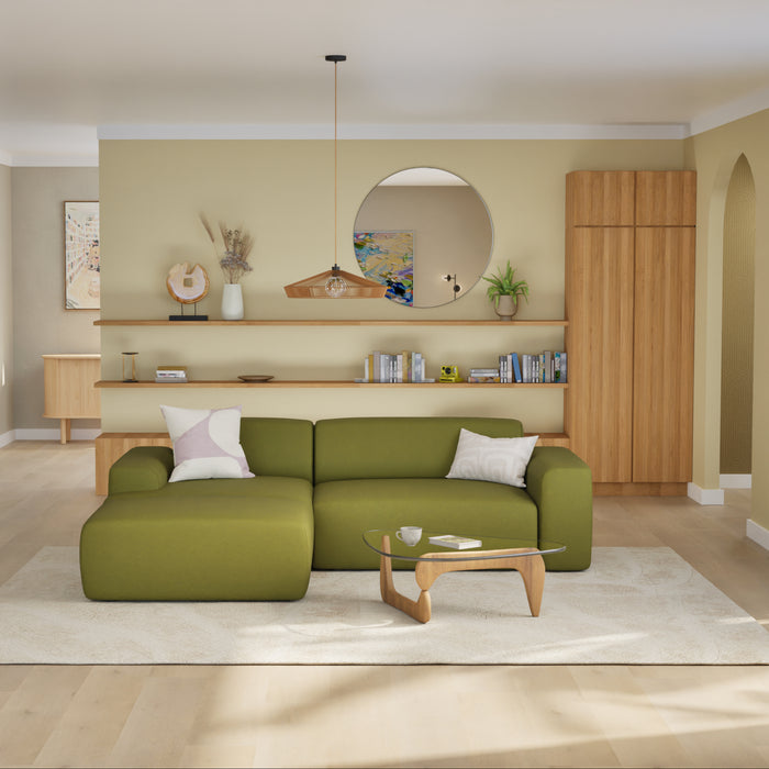 NADUVI Collection Nina Hoekbank Links - Velvet - Olijfgroen