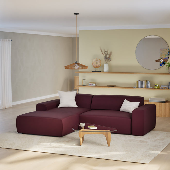 NADUVI Collection Nina Hoekbank Links - Velvet - Bordeauxrood