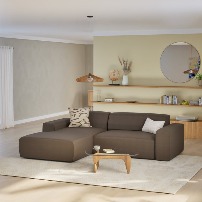 NADUVI Collection Nina Hoekbank Links - Velvet - Donkerbruin