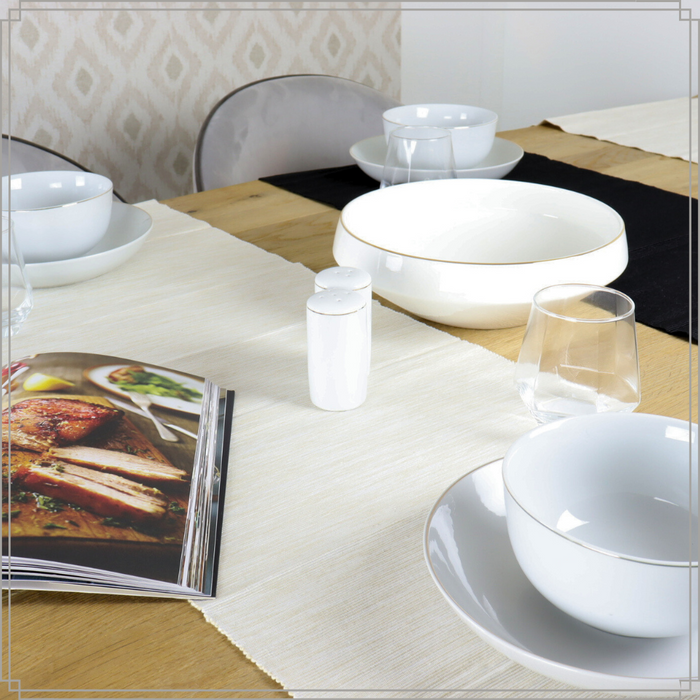 OTIX Saladeschaal Slakom Serveerschaal 25cm Wit met gouden rand Por...