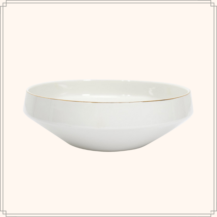 OTIX Saladeschaal Slakom Serveerschaal 25cm Wit met gouden rand Por...