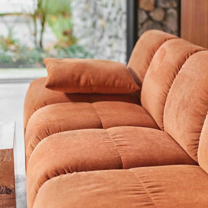 HKliving Wave Bank Element - Hoekstuk Links Laag - Dusty Orange