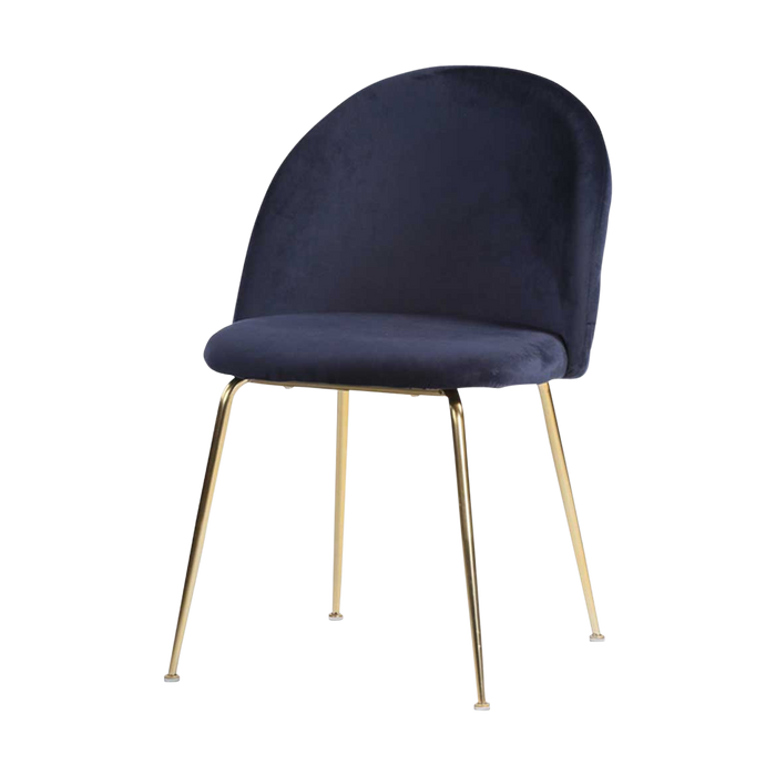 Artichok Aniek Eetkamerstoel Velvet Blauw - Gouden Poten