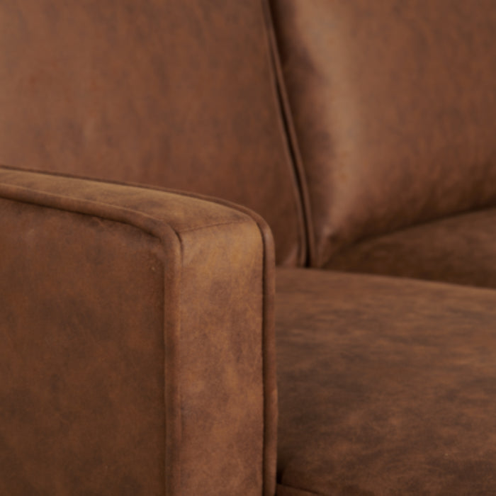 by fonQ Milan Hoekbank met Chaise Longue 3-zitsbank - Links / Rechts - Microleder - Cognac