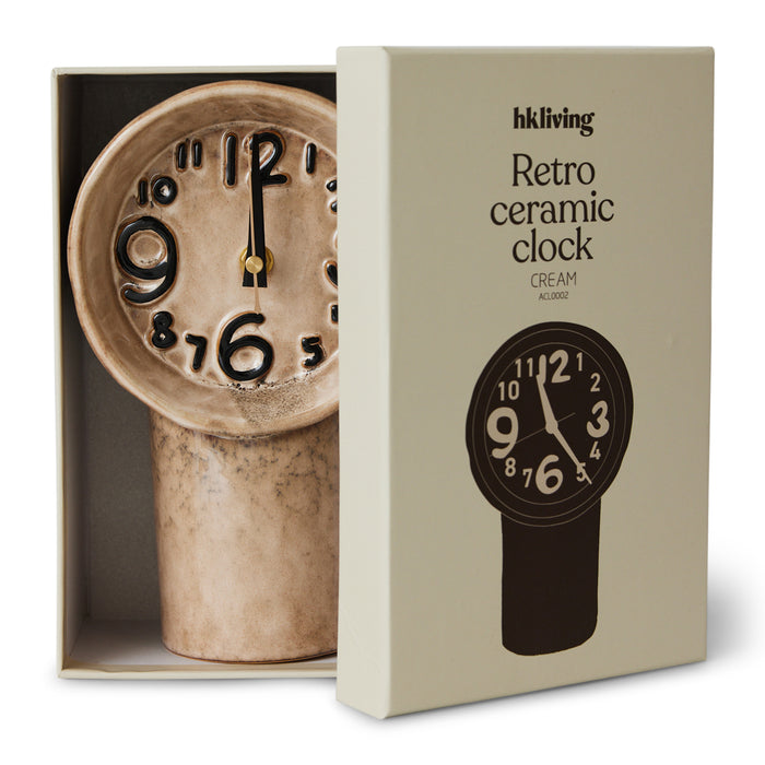 HKliving Retro Ceramics Tafelklok - Cream