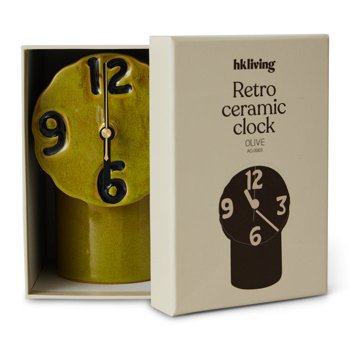 HKliving Retro Ceramics Tafelklok - Olive
