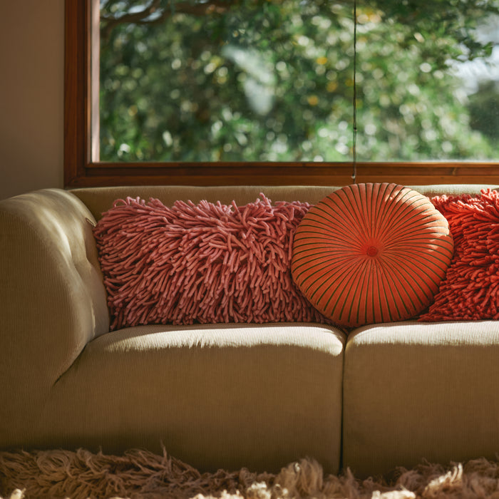 HKliving Round Ripple Sierkussen Ø 35 cm - Burgundy