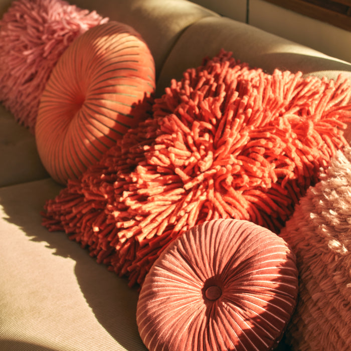 HKliving Round Ripple Sierkussen Ø 35 cm - Burgundy