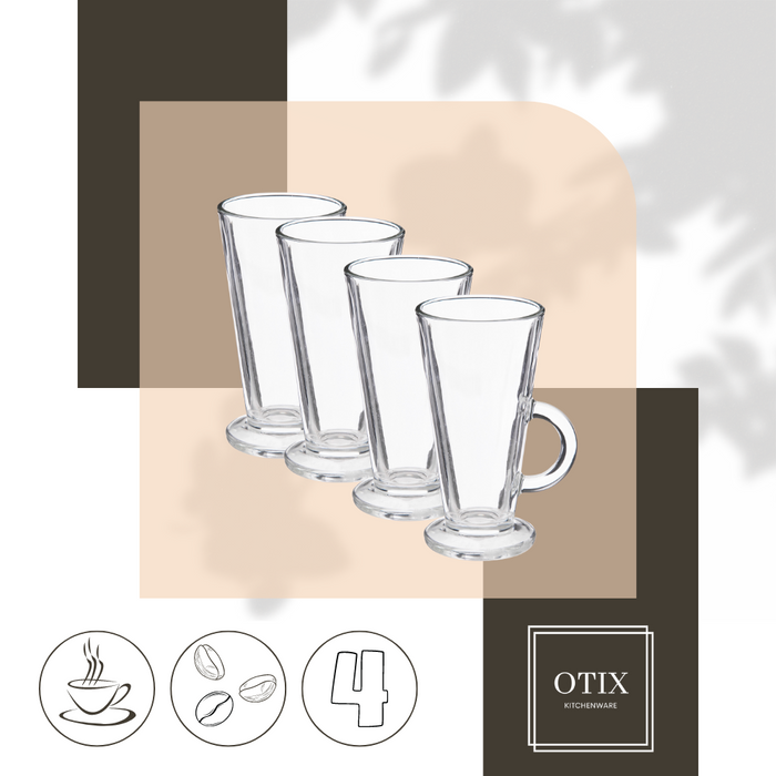 OTIX Latte Macchiato Glazen 280 ml 4 Stuks Theeglazen met Oor Cappu...