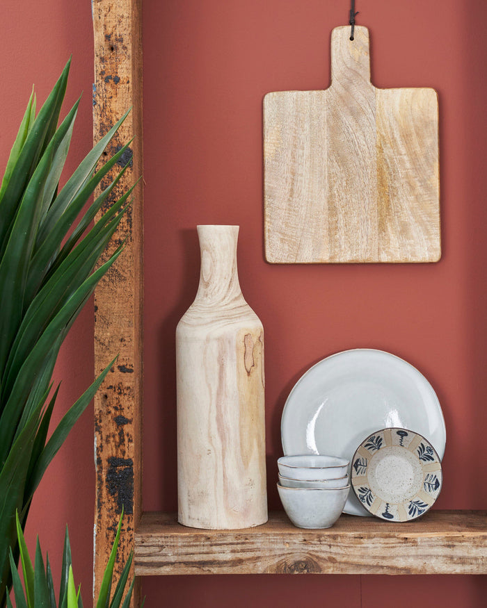 Mica Decorations Pia Vaas - H47 x Ø13 cm - Paulownia Hout - Lichtbruin