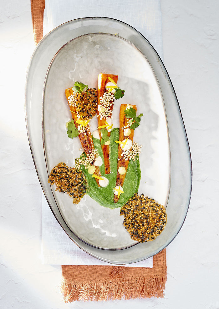 Mica Decorations Tabo Ovaal Bord - L35,5 x B21,5 x H4,5 cm - Grijs