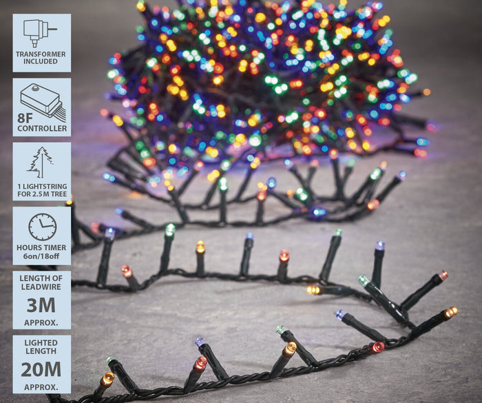 Luca Lighting Kerstboomverlichting - 1000 LED - L2000 cm - Multikleur