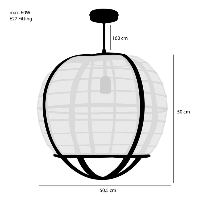 Mica Decorations Pella Hanglamp - H50 x Ø50,5 cm - Linnen - Beige