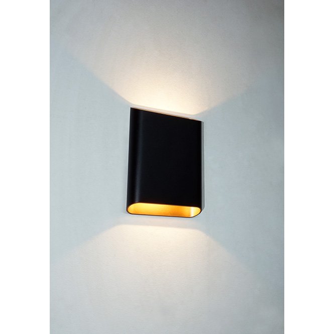 Artdelight Wandlamp Diaz-L Zwart - Goud Led 2 x 6Watt IP65