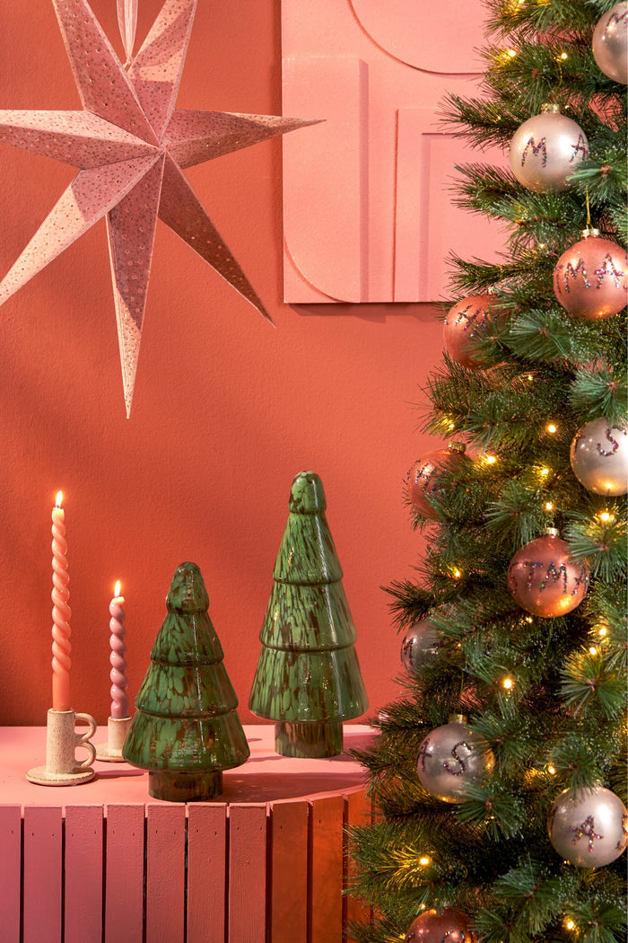 House of Seasons Kerstdecoratie Boom - H41,5 x Ø16 cm - Glas - Groen