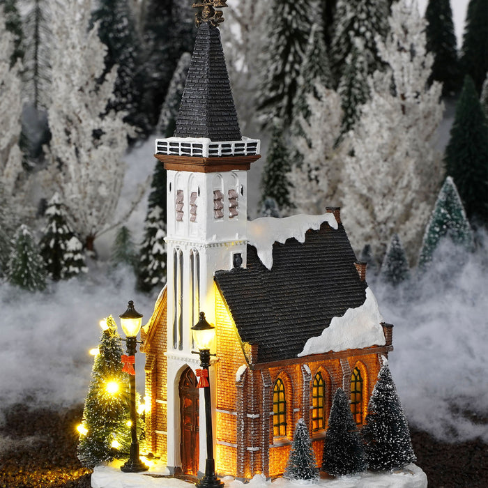 LuVille Kerstdorp Miniatuur Kerk - L15 x B16,5 x H31 cm