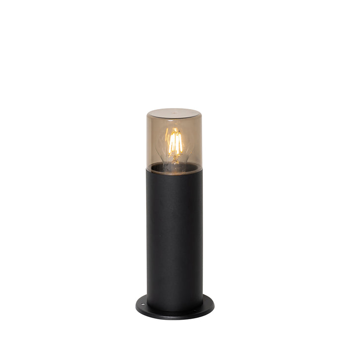 QAZQA Staande buitenlamp zwart met smoke kap 30 cm IP44 - Odense