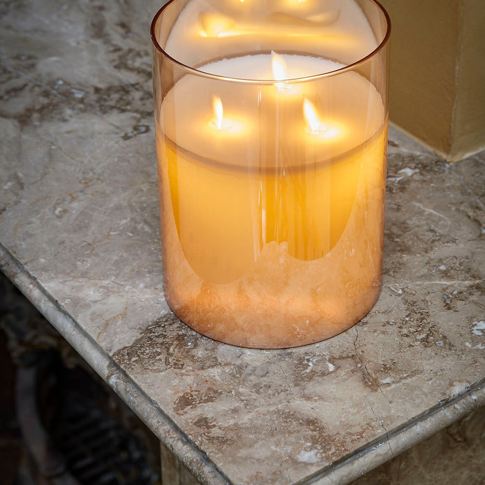 Mica Decorations LED Kaars - H20 x Ø15 cm - Glas|Wax - Goud