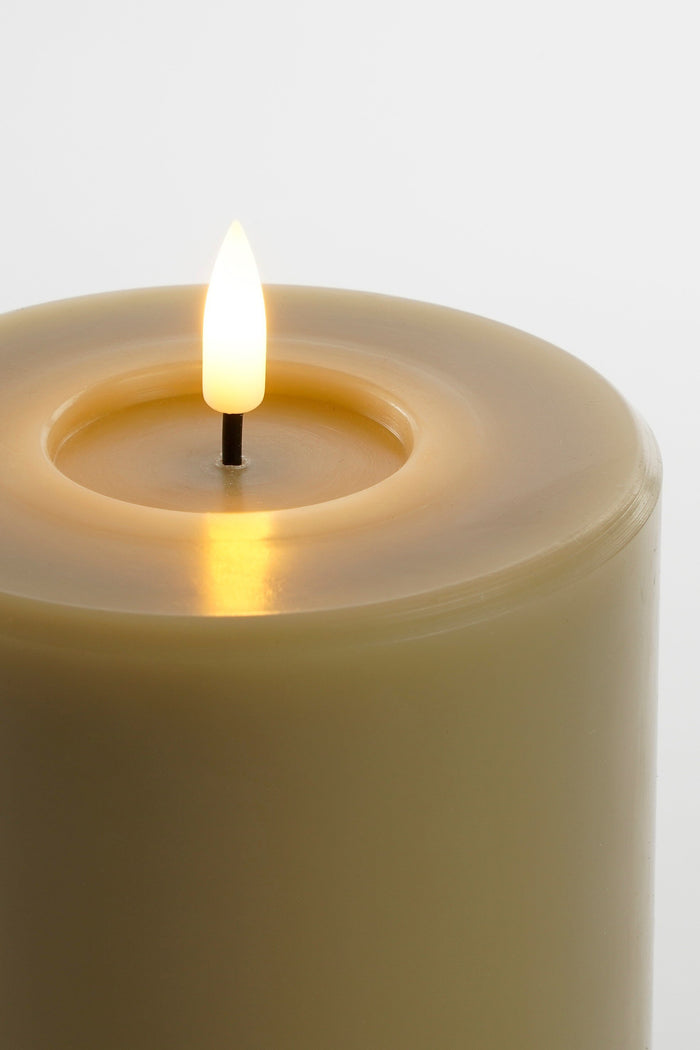 Mica Decorations LED Kaars - H15 x Ø10 cm - Wax - Taupe