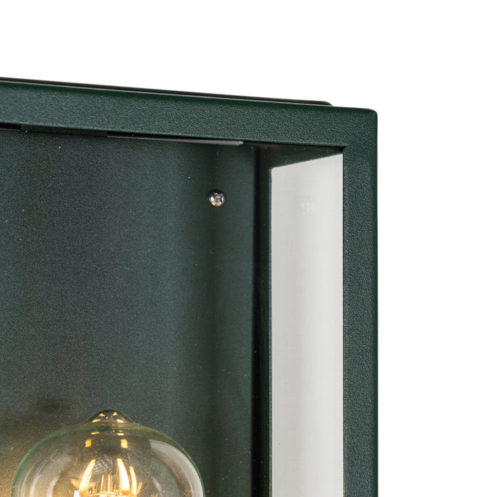 QAZQA Industriële buiten wandlamp donker groen met glas IP44 -
