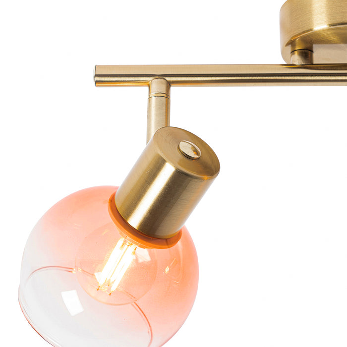 QAZQA Art Deco spot goud met roze glas 2-lichts - Vidro