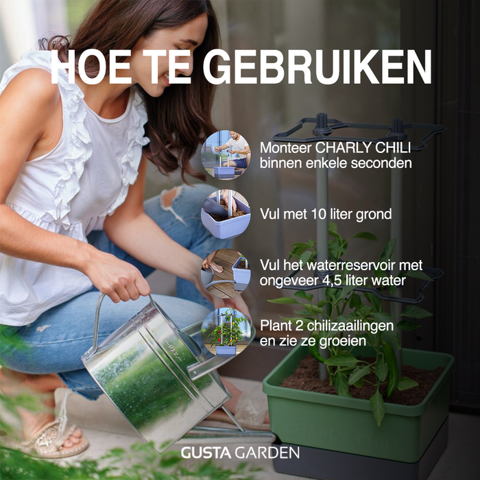 Gusta Garden - Charly Chili - Chiliplanter met watertank