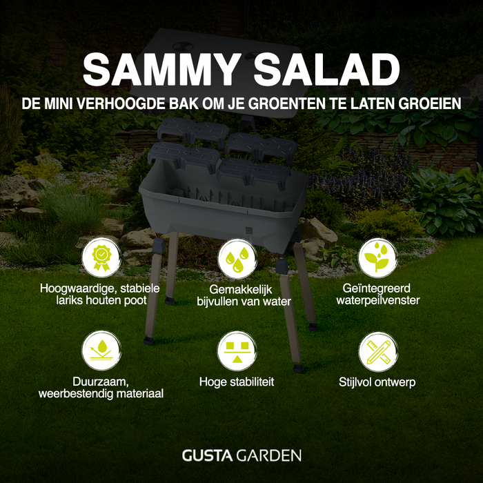 Gusta Garden - Sammy Salad - 15L Slimme bewatering kruidenpot - deksel