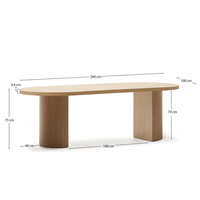 Kave Home - Tafel Nealy van eikenfineer met een natuurlijke afwerking