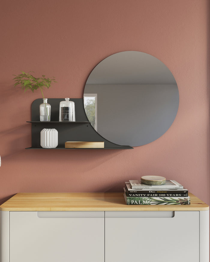 Gorillz Clever Wandspiegel met Plankje - Zwart