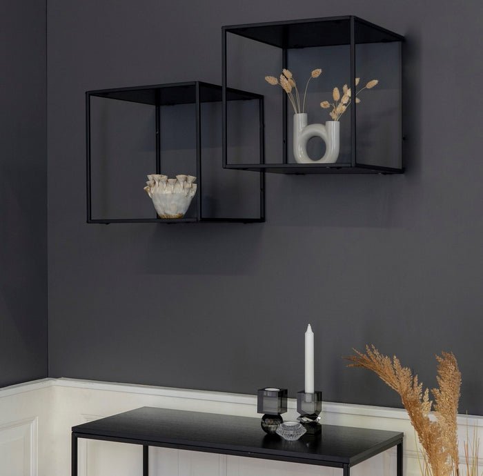 House Nordic Vita Zwarte Wandkubus Open