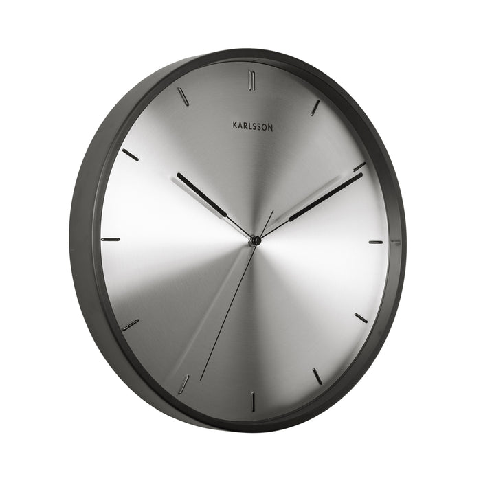 Karlsson - Wandklok - Finesse - Nikkel wijzerplaat - Zwarte behuizing