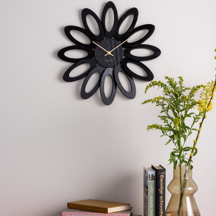 Karlsson - Wall clock Fiore wood veneer black