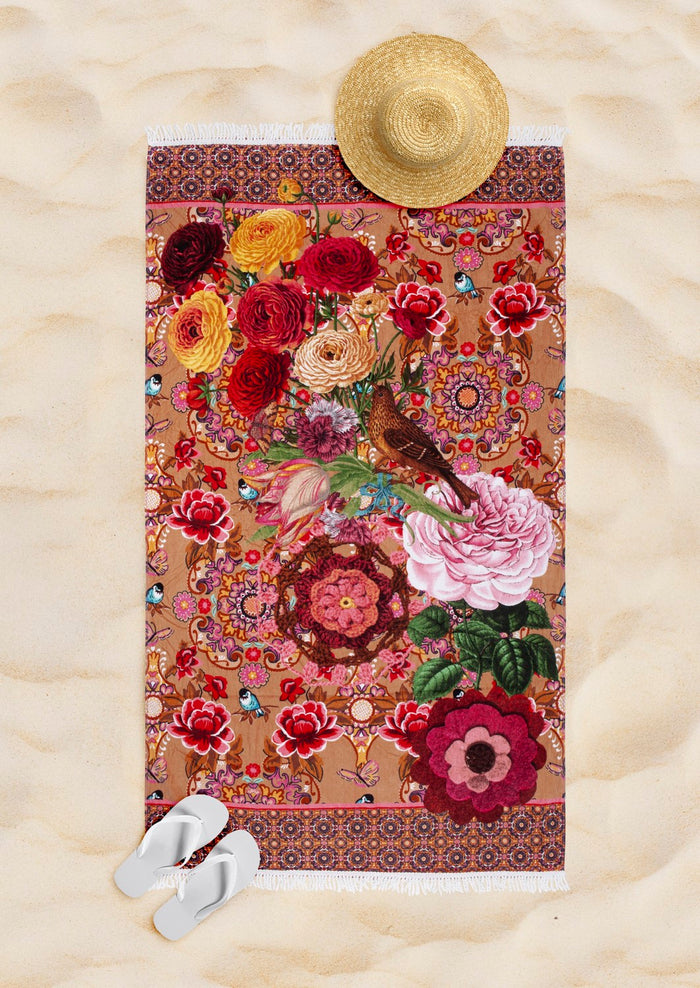 Happiness Strandlaken Velours Katoen Romy 100x180cm - sand