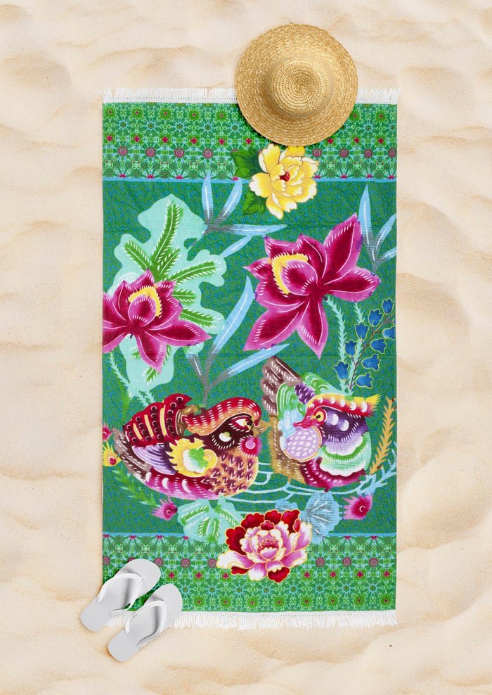 Happiness Strandlaken Velours Katoen Harmony 100x180cm - aqua