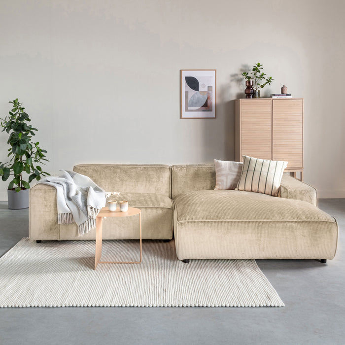 by fonQ Chunky Hoekbank met Chaise Longue Rechts - Ivoor - Rib