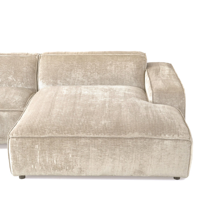 by fonQ Chunky Hoekbank met Chaise Longue Rechts - Ivoor - Rib
