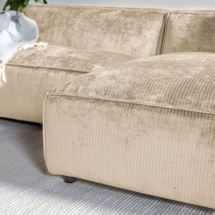 by fonQ Chunky Hoekbank met Chaise Longue Rechts - Ivoor - Rib