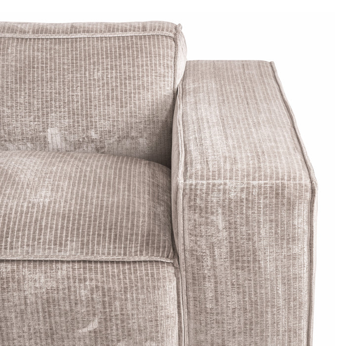 by fonQ Chunky Hoekbank met Chaise Longue Rechts - Beige - Rib