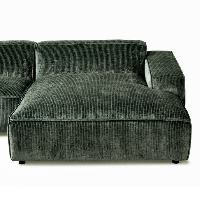 by fonQ Chunky Hoekbank met Chaise Longue Rechts - Moss - Rib