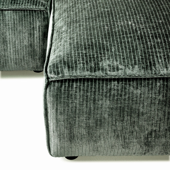 by fonQ Chunky Hoekbank met Chaise Longue Rechts - Moss - Rib