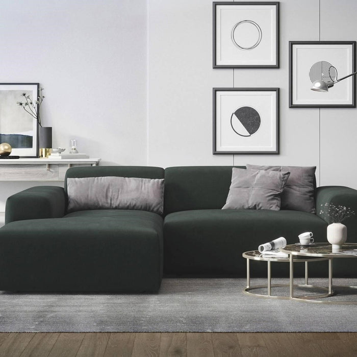 NADUVI Collection Nina Hoekbank Links - Velvet - Donkergroen
